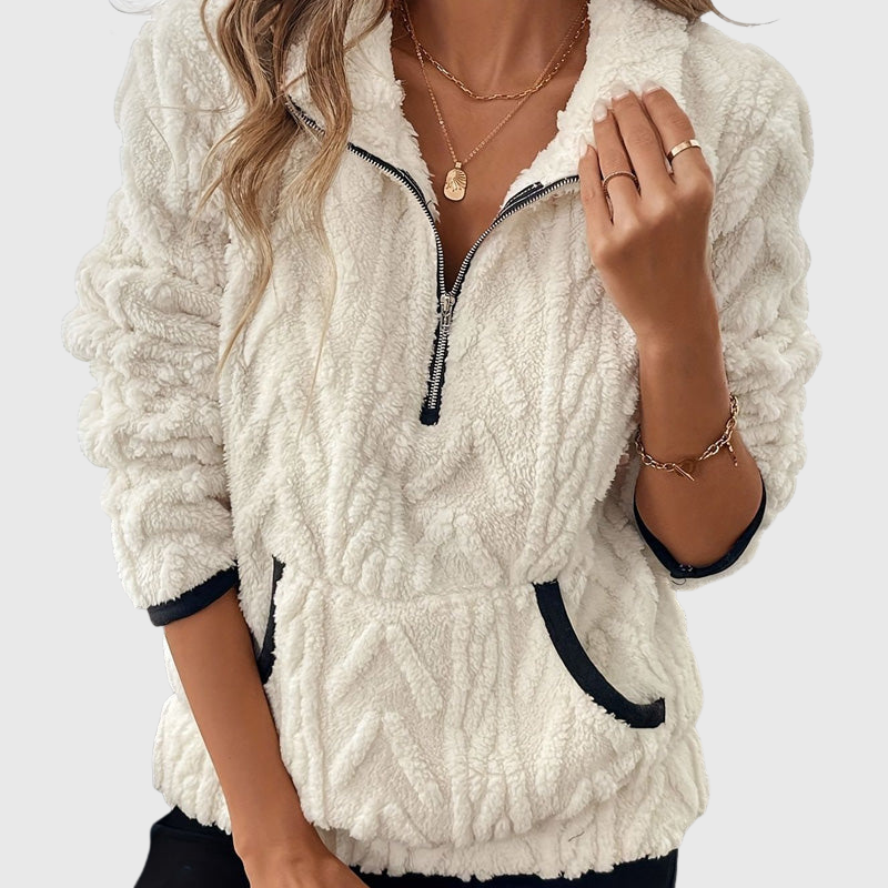 Harper | Fuzzy Half-Zip Sweatshirt with Pockets
